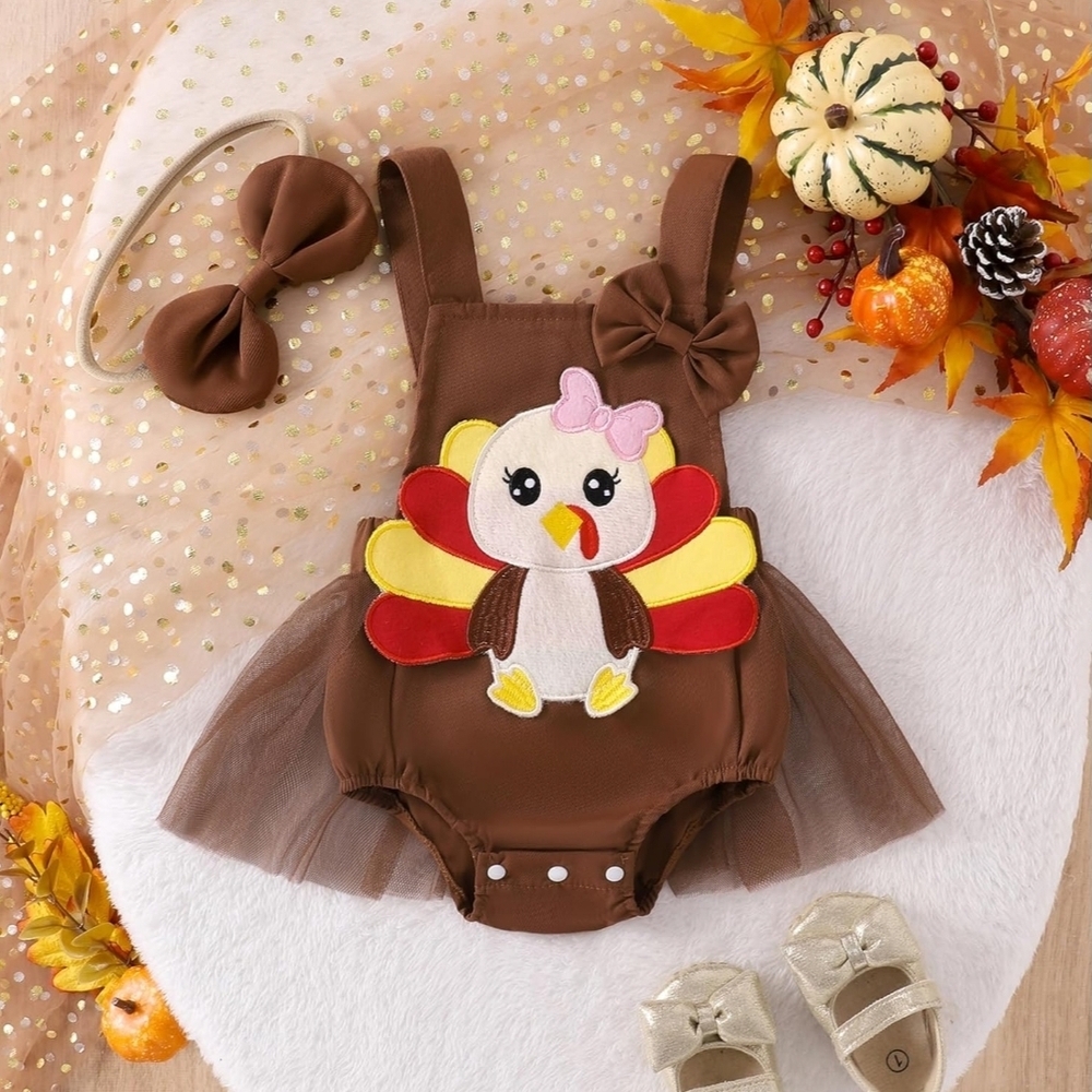 Charming Brown Turkey Dress for Kids